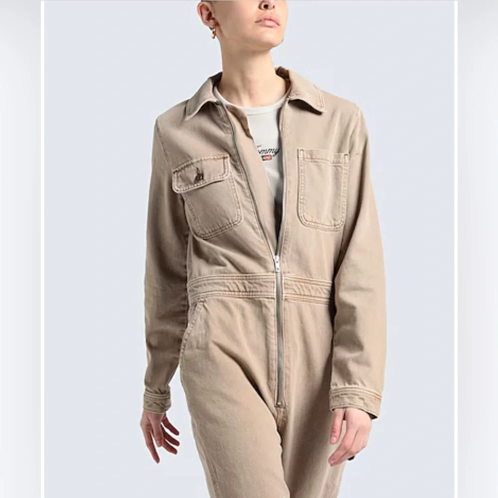 TOPSHOP - ⚠️Long Sleeve,Non-stretch, Tan Denim Boilersuit - Women’s Size 12 - Picture 6 of 6